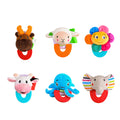 Wristy Buddy Pack of 6 Baby Teethers – Moose, Lamb, Flower, Cow, Octopus & Elephant
