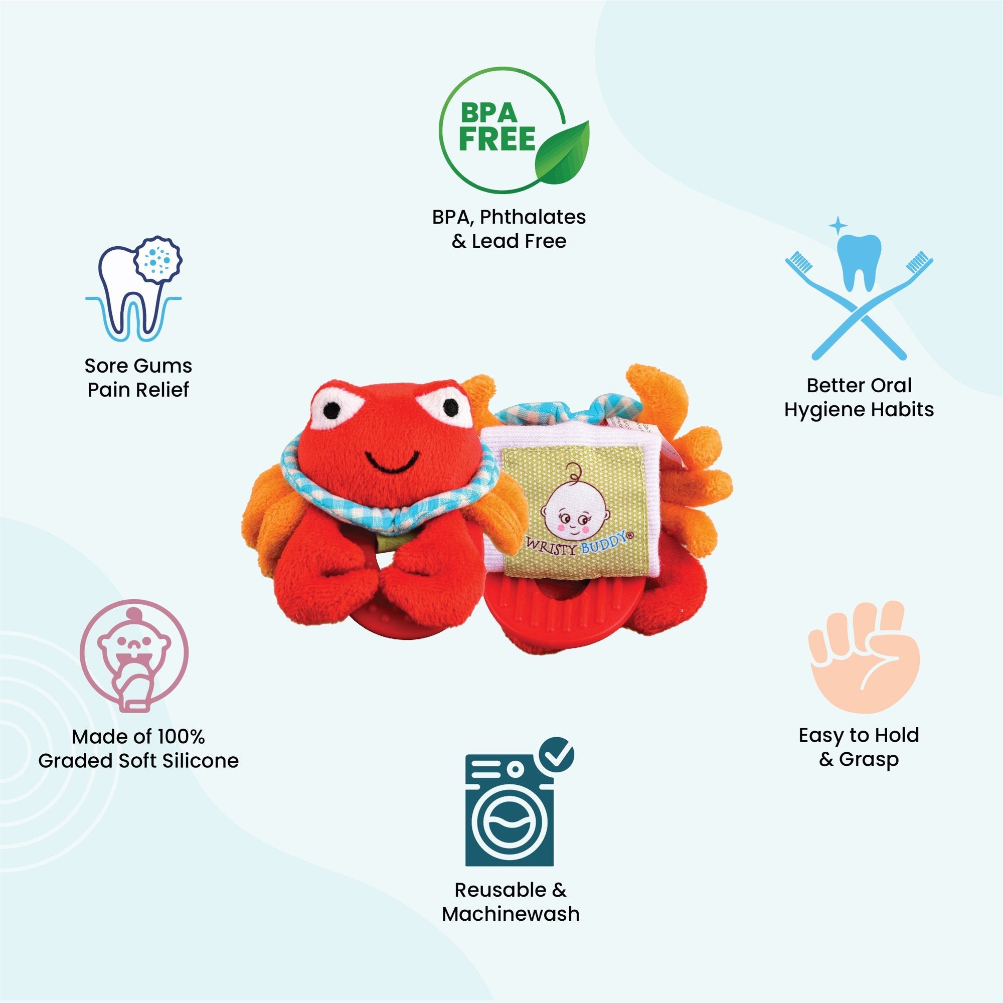 Wristy Buddy Crab Baby Teether for 4 Months+