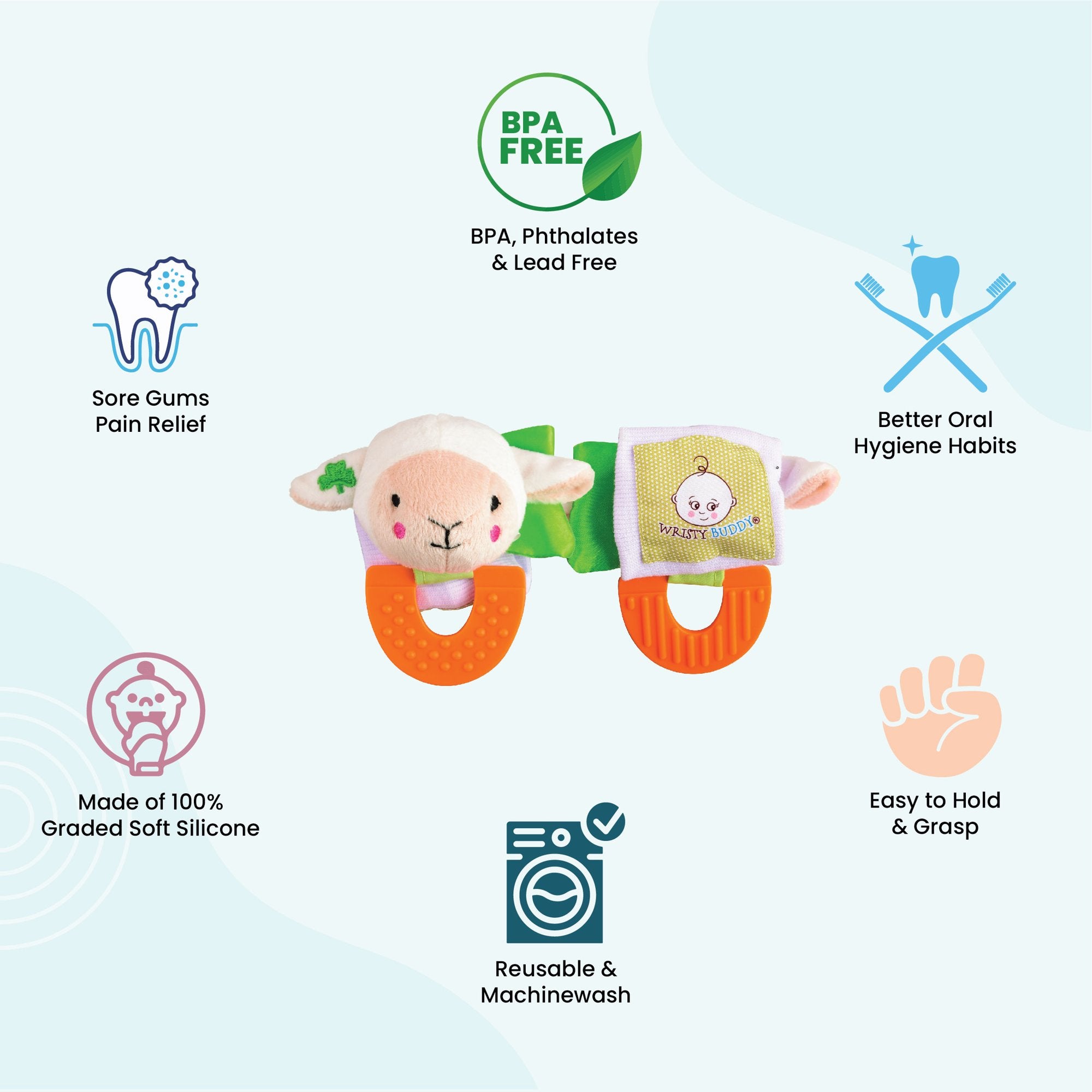 Wristy Buddy Lamb Baby Teether for 4 Months+
