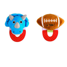Dinosaur and Football Combo Teether for Babies Pack of 2
