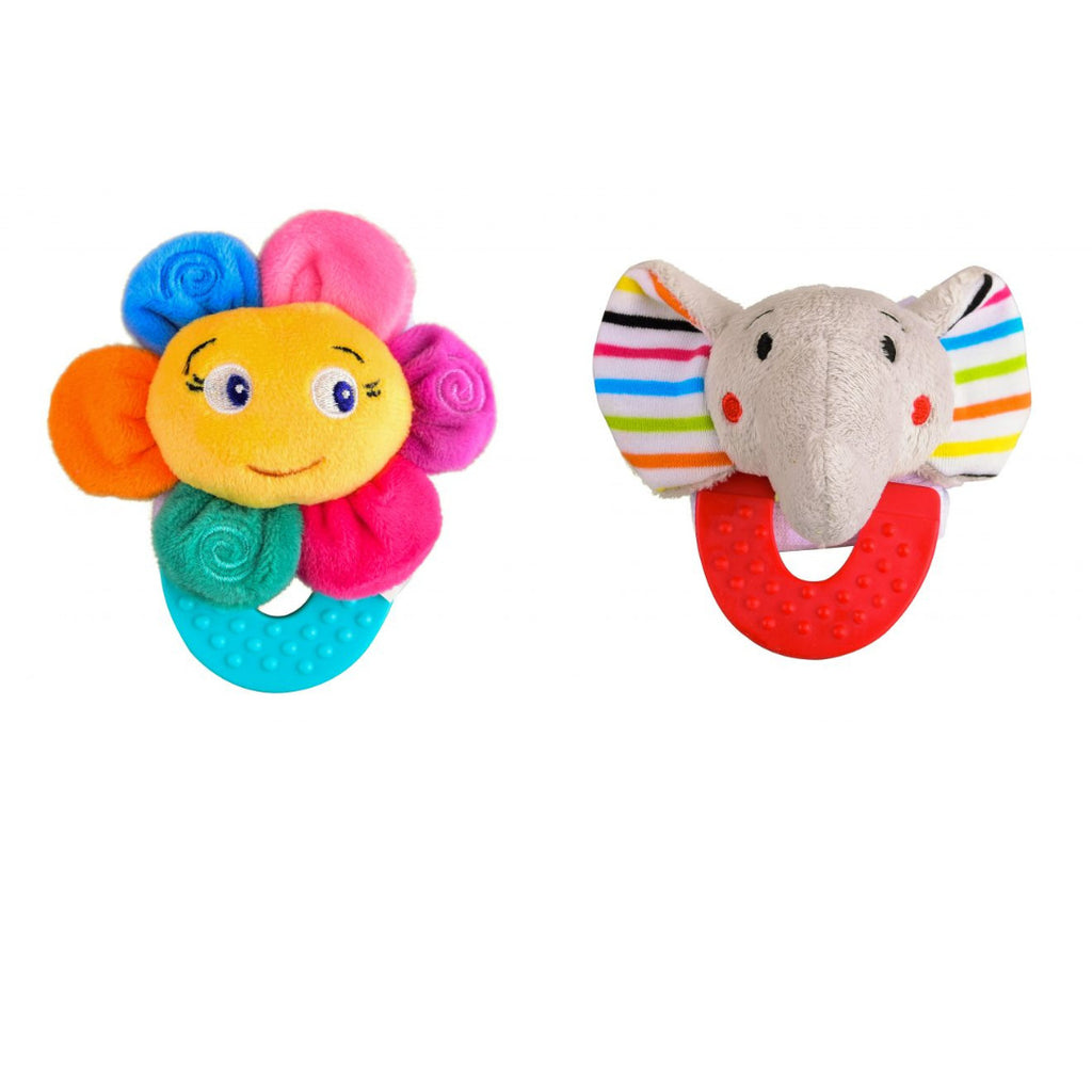 Flower and Elephant Combo Teether for Babies Pack of 2