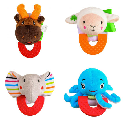 Wristy Buddy Pack of 4, Moose, Lamb, Elephant, and Octopus Combo Teether for Babies Free Baby Teething Toys Pack of 4